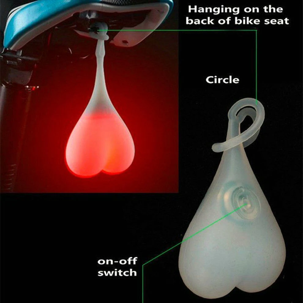 Mini LED Night Cycling Essential Red Warning Lights Bicycle Seat Back Heart Shape Taillight with 3 Flash Modes