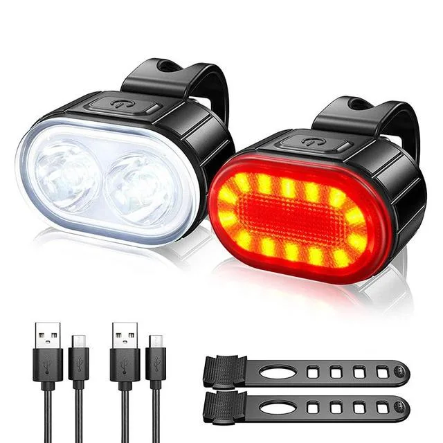 LED Bicycle Light Set 350mAh USB Rearchargeable Bike Front Rear Light Headlight Taillight Flashlight Bicycle Accessories